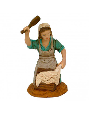 Tradineur - Set 4 figuras de campesinos para belén navideño 8 cm, durexina, figuras decorativas nacimiento, pesebre, navidad, de