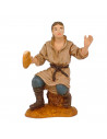 Tradineur - Set 4 figuras de campesinos para belén navideño 8 cm, durexina, figuras decorativas nacimiento, pesebre, navidad, de