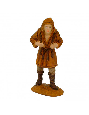 Tradineur - Set 4 figuras de campesinos para belén navideño 8 cm, durexina, figuras decorativas nacimiento, pesebre, navidad, de