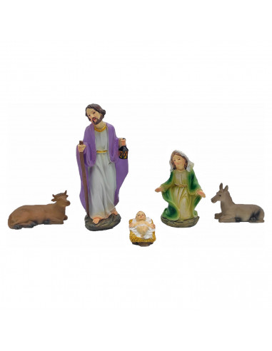 Tradineur - Figuras nacimiento niño Jesús, Virgen María, José, 15 cm, marmolina y resina fina, figuras decorativas belén navideñ