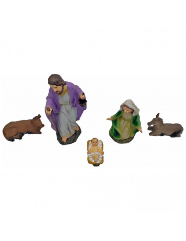 Tradineur - Figuras nacimiento niño Jesús, Virgen María, José, 15 cm, marmolina y resina fina, figuras decorativas belén navideñ