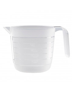 Tradineur - Jarra medidora de plástico de 600 ml. Recipiente para medir líquidos y sólidos 11 x 10,5 cm, cocina o repostería, vá