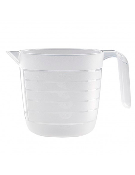 Tradineur - Jarra medidora de plástico de 600 ml. Recipiente para medir líquidos y sólidos 11 x 10,5 cm, cocina o repostería, vá
