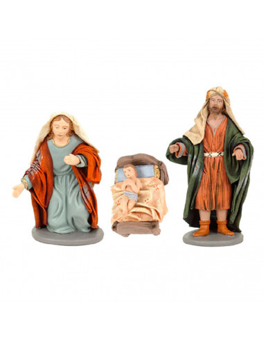 Tradineur - Set básico de figuras de belén navideño 10 cm, 11 piezas, marmolina, figuras decorativas nacimiento Jesús, Virgen Ma