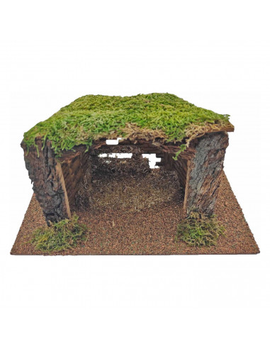 Tradineur - Cueva, portal de belén 14,5 x 27 x 15 cm para figuras del nacimiento de 8-10 cm, pesebre para belén navideño, corcho