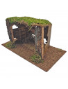 Tradineur - Cueva, portal de belén 14,5 x 27 x 15 cm para figuras del nacimiento de 8-10 cm, pesebre para belén navideño, corcho