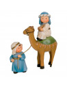 Tradineur - Figuras reyes magos, camellos y pajes Naïf para belén navideño 10 y 17 cm, marmolina, figuras decorativas nacimiento