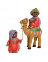 Tradineur - Figuras reyes magos, camellos y pajes Naïf para belén navideño 10 y 17 cm, marmolina, figuras decorativas nacimiento