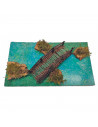 Tradineur - Río con puente para portal de belén 5 x 27 x 15 cm, resina, puente de troncos para nacimiento, pesebre, navidad, dec