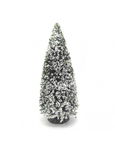 Tradineur - Abeto nevado decorativo 19 x 8 cm, árbol de navidad artificial en miniatura para mesa, repisa, ventana, decoración n