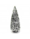 Tradineur - Abeto nevado decorativo 19 x 8 cm, árbol de navidad artificial en miniatura para mesa, repisa, ventana, decoración n