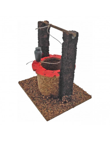Tradineur - Pozo para belén navideño 9,5 x 8,5 x 7,5 cm, resina y corcho, figura para nacimiento, pesebre, navidad, decoración n