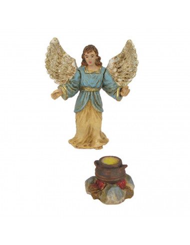 Tradineur - Set de 5 figuras belén navideño anunciación 4 y 5 cm, durexina, figuras decorativas nacimiento, campesinos, ángel, p