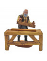 Tradineur - Figura de carpintero con banco para belén navideño 10 cm, durexina, figura decorativa nacimiento, pesebre, navidad,