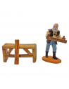 Tradineur - Figura de carpintero con banco para belén navideño 10 cm, durexina, figura decorativa nacimiento, pesebre, navidad,