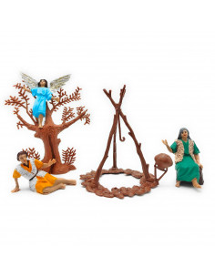 Tradineur - Figuras anunciación con ángel para belén navideño 7 cm, durexina, figuras decorativas nacimiento, pesebre, navidad,