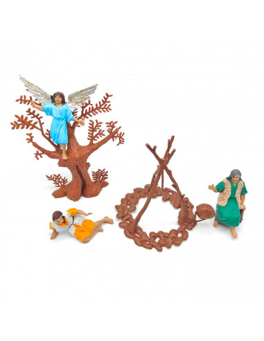 Tradineur - Figuras anunciación con ángel para belén navideño 7 cm, durexina, figuras decorativas nacimiento, pesebre, navidad,