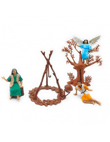 Tradineur - Figuras anunciación con ángel para belén navideño 7 cm, durexina, figuras decorativas nacimiento, pesebre, navidad,