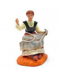 Tradineur - Figura de bordadora para belén navideño 8 cm, durexina, figura decorativa nacimiento, pesebre, navidad, decoración t