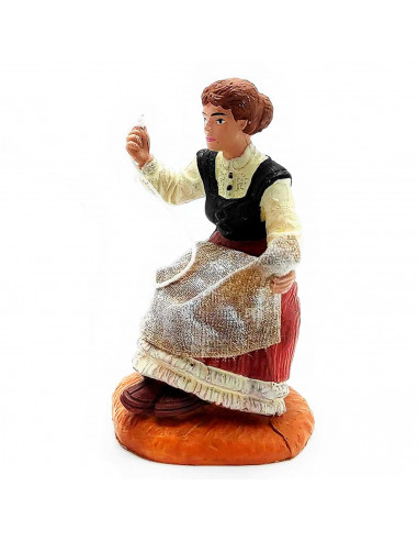 Tradineur - Figura de bordadora para belén navideño 8 cm, durexina, figura decorativa nacimiento, pesebre, navidad, decoración t