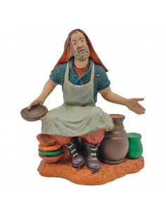 Tradineur - Figura de alfarero para belén navideño 11 x 9,5 x 5,5 cm, durexina, figura artesano decorativa nacimiento, pesebre,