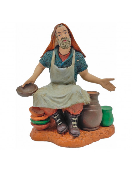 Tradineur - Figura de alfarero para belén navideño 11 x 9,5 x 5,5 cm, durexina, figura artesano decorativa nacimiento, pesebre,