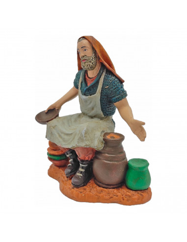 Tradineur - Figura de alfarero para belén navideño 11 x 9,5 x 5,5 cm, durexina, figura artesano decorativa nacimiento, pesebre,