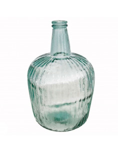 Tradineur - Garrafa de vidrio rayado sin tapón, botella de cristal a rayas para almacenar bebidas, agua, vino (8 litros, 36 x 23