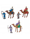 Tradineur - Figuras de reyes magos, camellos y pajes para belén navideño 12 y 7 cm, durexina, figuras decorativas nacimiento, pe