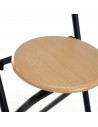 Tradineur -Taburete con respaldo de metal y asiento de madera MDF 83 x 36 x 39,5 cm, negro, banqueta, silla plegable, interior,