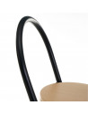 Tradineur -Taburete con respaldo de metal y asiento de madera MDF 83 x 36 x 39,5 cm, negro, banqueta, silla plegable, interior,