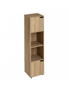 Estantería con 4 estantes y 2 puertas de madera MDF marrón 119 x 30 x 29 cm, mueble almacenamiento para oficina, dormitorio, sal