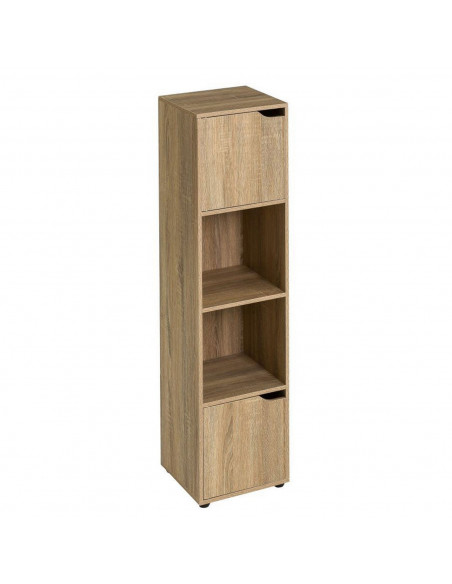 Estantería con 4 estantes y 2 puertas de madera MDF marrón 119 x 30 x 29 cm, mueble almacenamiento para oficina, dormitorio, sal Estantería con 4 estantes y 2 puertas de madera MDF marrón 119 x 30 x 29 cm, mueble almacenamiento para oficina, dormitorio, sal