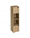 Estantería con 4 estantes y 2 puertas de madera MDF marrón 119 x 30 x 29 cm, mueble almacenamiento para oficina, dormitorio, sal