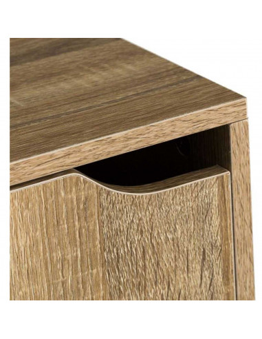 Estantería con 4 estantes y 2 puertas de madera MDF marrón 119 x 30 x 29 cm, mueble almacenamiento para oficina, dormitorio, sal