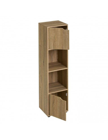 Estantería con 4 estantes y 2 puertas de madera MDF marrón 119 x 30 x 29 cm, mueble almacenamiento para oficina, dormitorio, sal