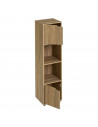 Estantería con 4 estantes y 2 puertas de madera MDF marrón 119 x 30 x 29 cm, mueble almacenamiento para oficina, dormitorio, sal