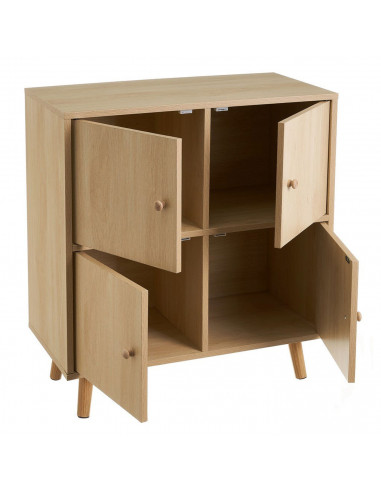 Aparador con 4 puertas y patas, madera MDF, 70 x 35 x 78,6 cm, mueble almacenamiento para dormitorio, salón, mobiliario de almac