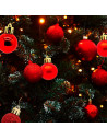 Pack de 4 bolas de navidad rojas, diámetro 8 cm, con cordón dorado para colgar en el árbol o abeto navideño, adornos festivos co