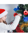 Pack de 12 bolas de navidad rojas, diámetro 8 cm, con cordón dorado para colgar en el árbol o abeto navideño, adornos festivos c