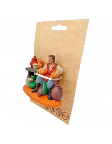 Tradineur - Figura de alfarero para belén navideño 7,3 x 8,7 x 4,2 cm, durexina, figura decorativa nacimiento, pesebre, navidad,