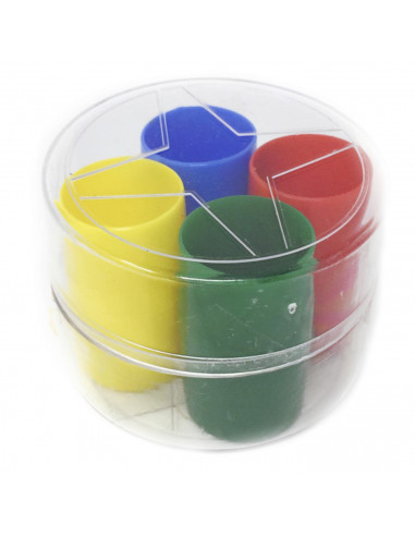 Set 4 cubiletes y fichas de parchís, dados y estuche de plástico, accesorios juegos de mesa, tradicional, desarrollo de habilida