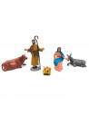 Tradineur - Figuras de nacimiento para belén navideño 10 cm, durexina, Jesús, virgen María, José, buey y mula, figuras decorativ