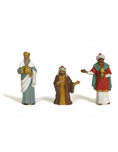 Tradineur - Figuras de reyes magos adorando para belén navideño 9,5 cm, durexina, figuras decorativas nacimiento, pesebre, navid