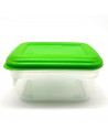 Fiambrera de plástico rectangular 1,4 litros, tapa en color aleatorio, recipiente para alimentos, apto para microondas, congelad