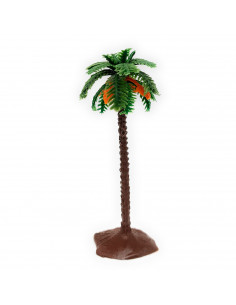 Tradineur - Palmera con dátiles decorativa 12 x 4,5 cm, resina, árbol artificial en miniatura para crear escenarios decorativos,