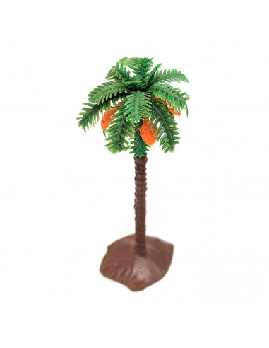 Tradineur - Palmera con dátiles decorativa 12 x 4,5 cm, resina, árbol artificial en miniatura para crear escenarios decorativos,