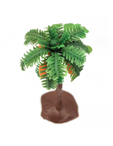 Tradineur - Palmera con dátiles decorativa 12 x 4,5 cm, resina, árbol artificial en miniatura para crear escenarios decorativos,