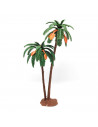 Tradineur - Palmera doble decorativa 19 cm, resina, árbol artificial en miniatura para crear escenarios decorativos, mesa, estan