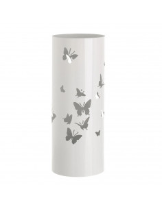 Paragüero metálico redondo diseño de mariposas 49 x 19,5 cm, estilo moderno, soporte para paraguas con recipiente de plástico, i
